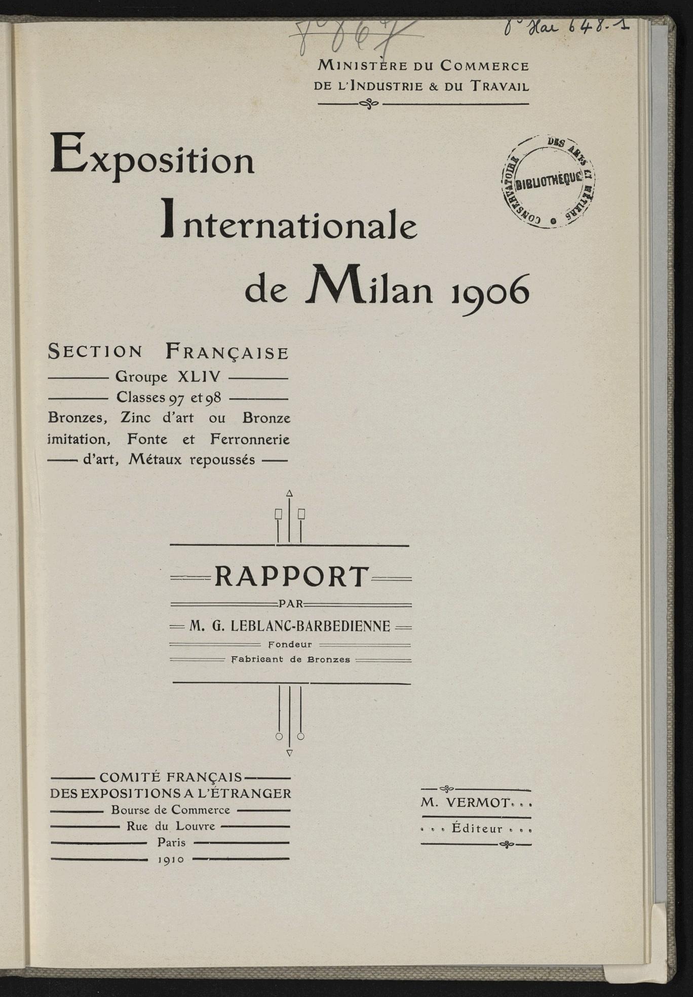 Page de titre du 8XAE648.1