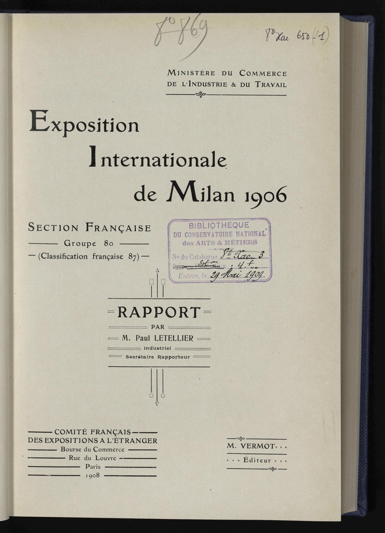 Page de titre du 8XAE650.P1