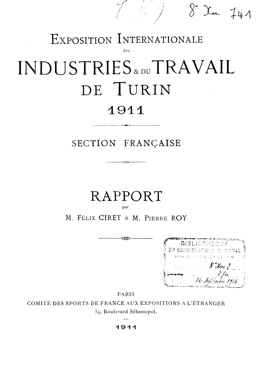 Page de titre du 8XAE741