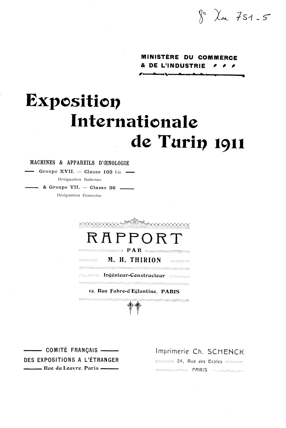 Page de titre du 8XAE751.5