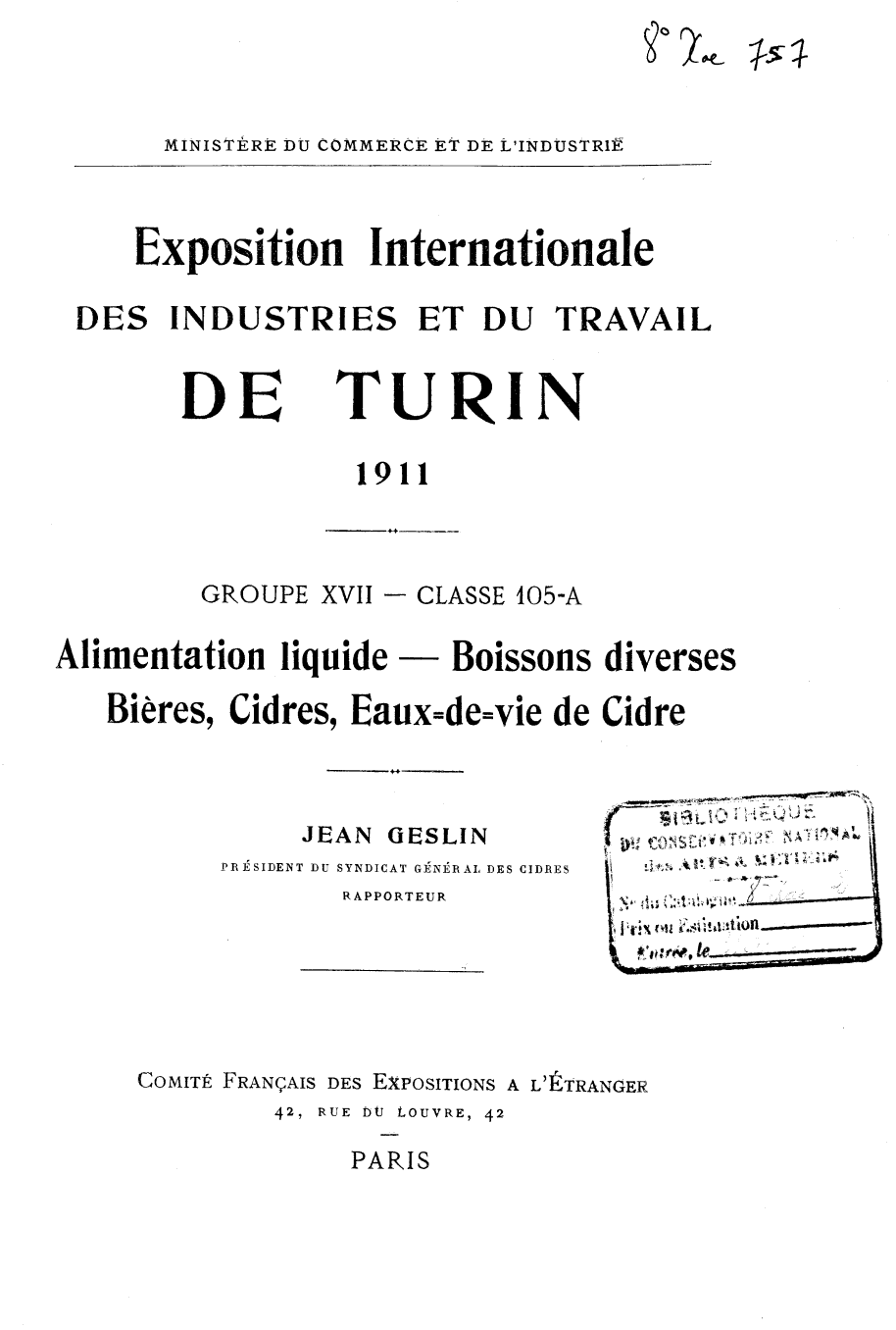 Page de titre du 8XAE757