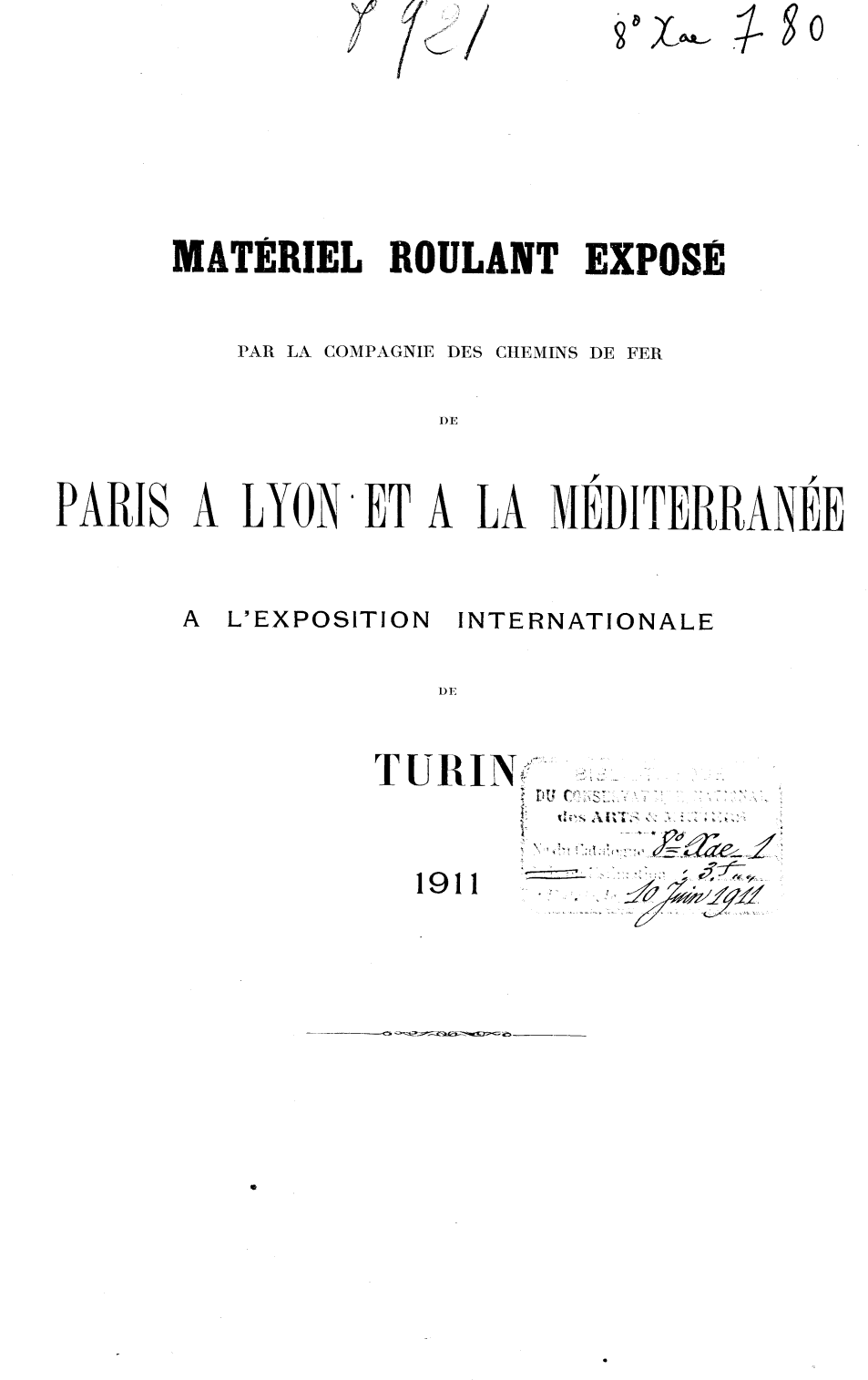 Page de titre du 8XAE780