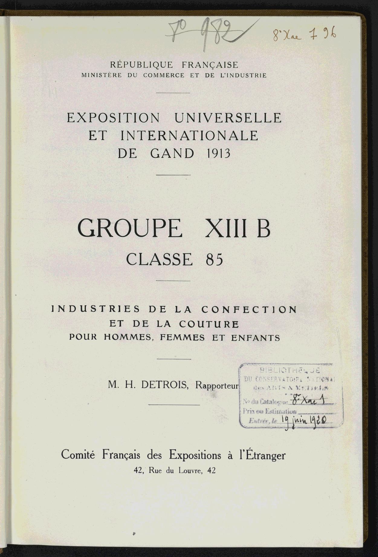 Page de titre du 8XAE796