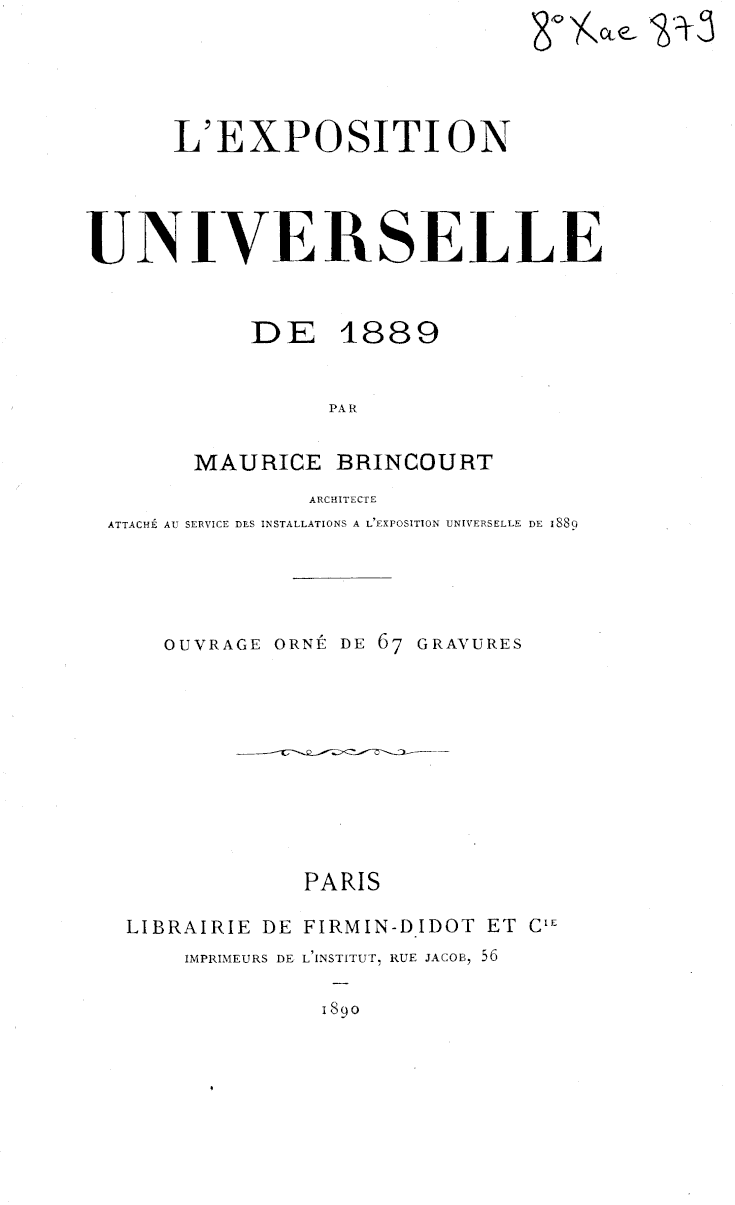 Page de titre du 8XAE879