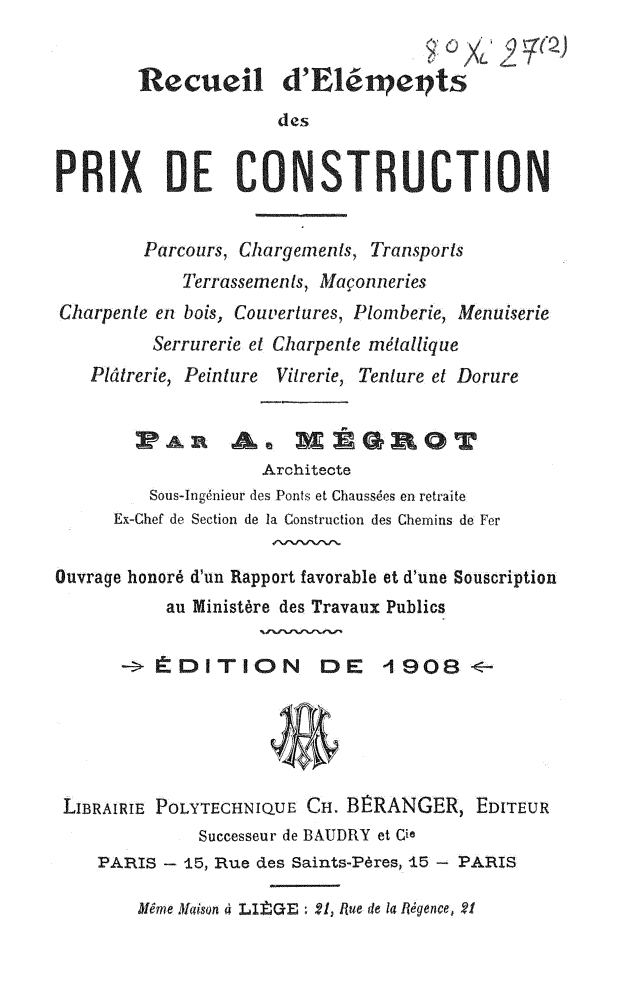 Page de titre du 8XI27