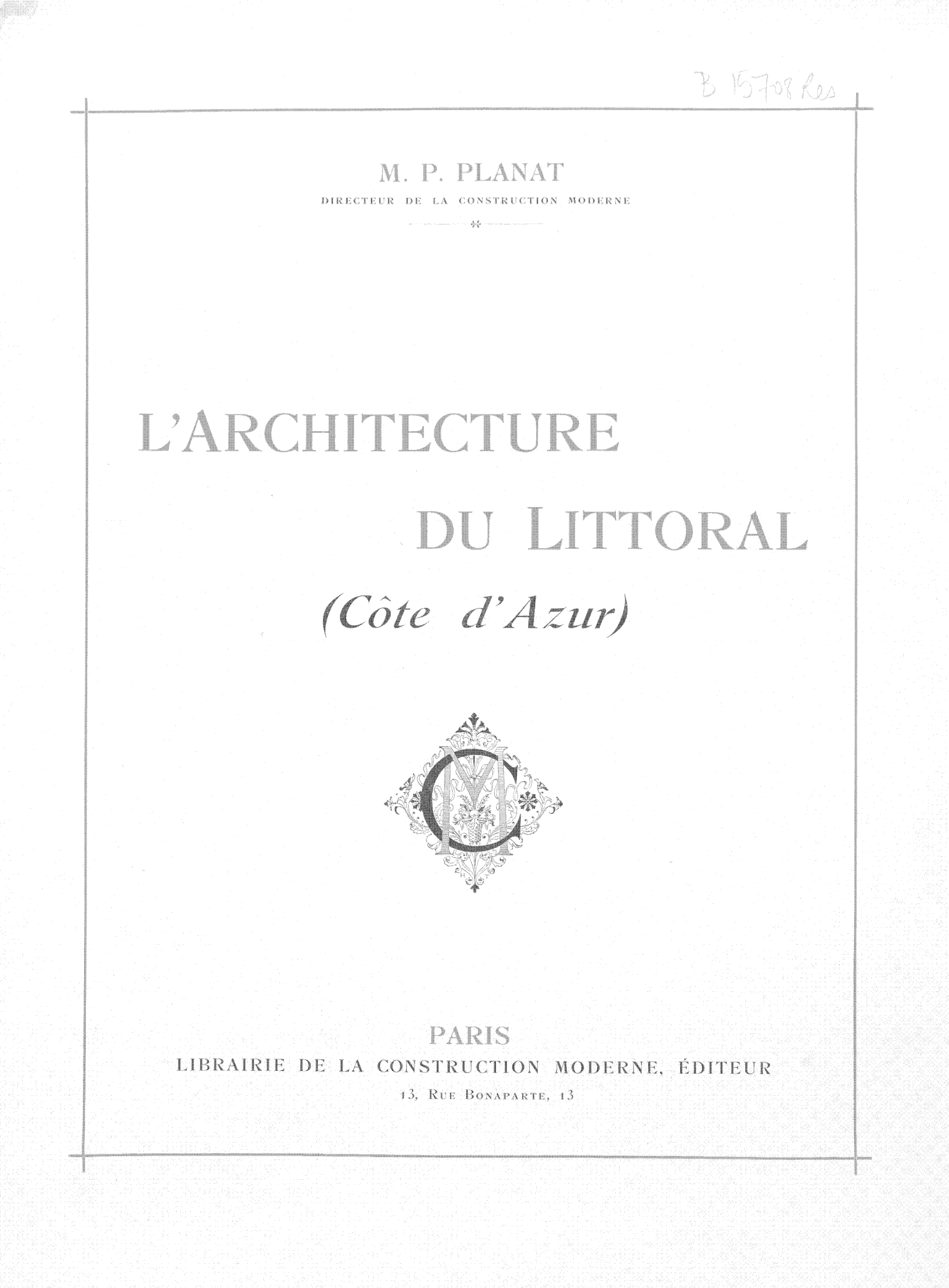 Page de titre du B15708RES