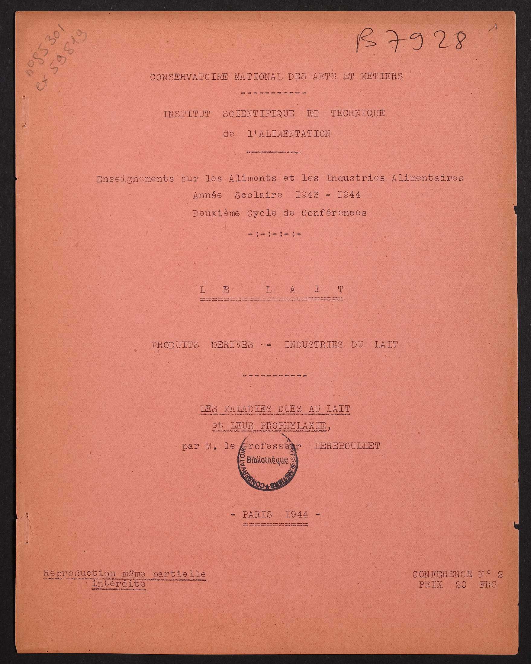 Page de titre du B7928
