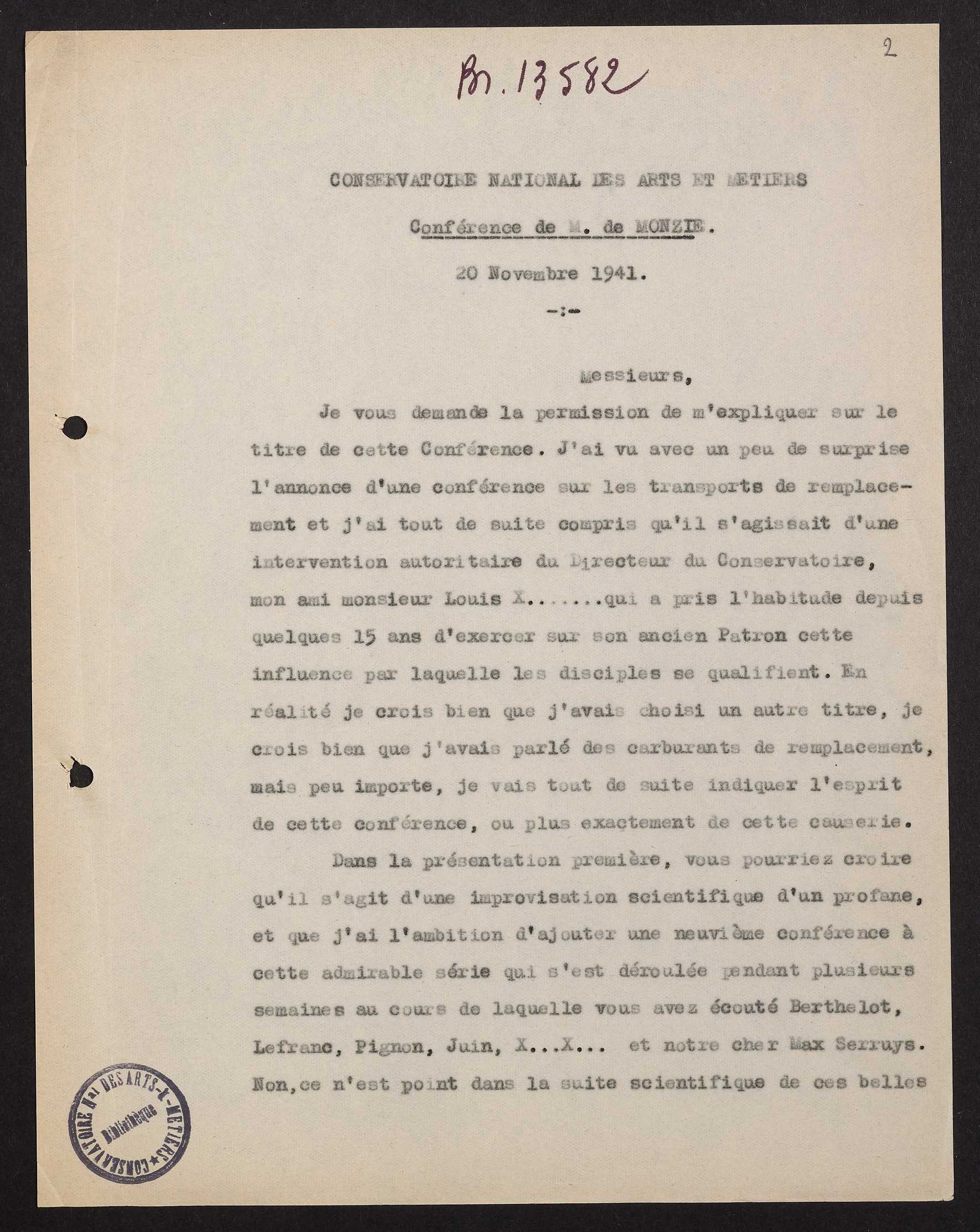 Page de titre du BR13582