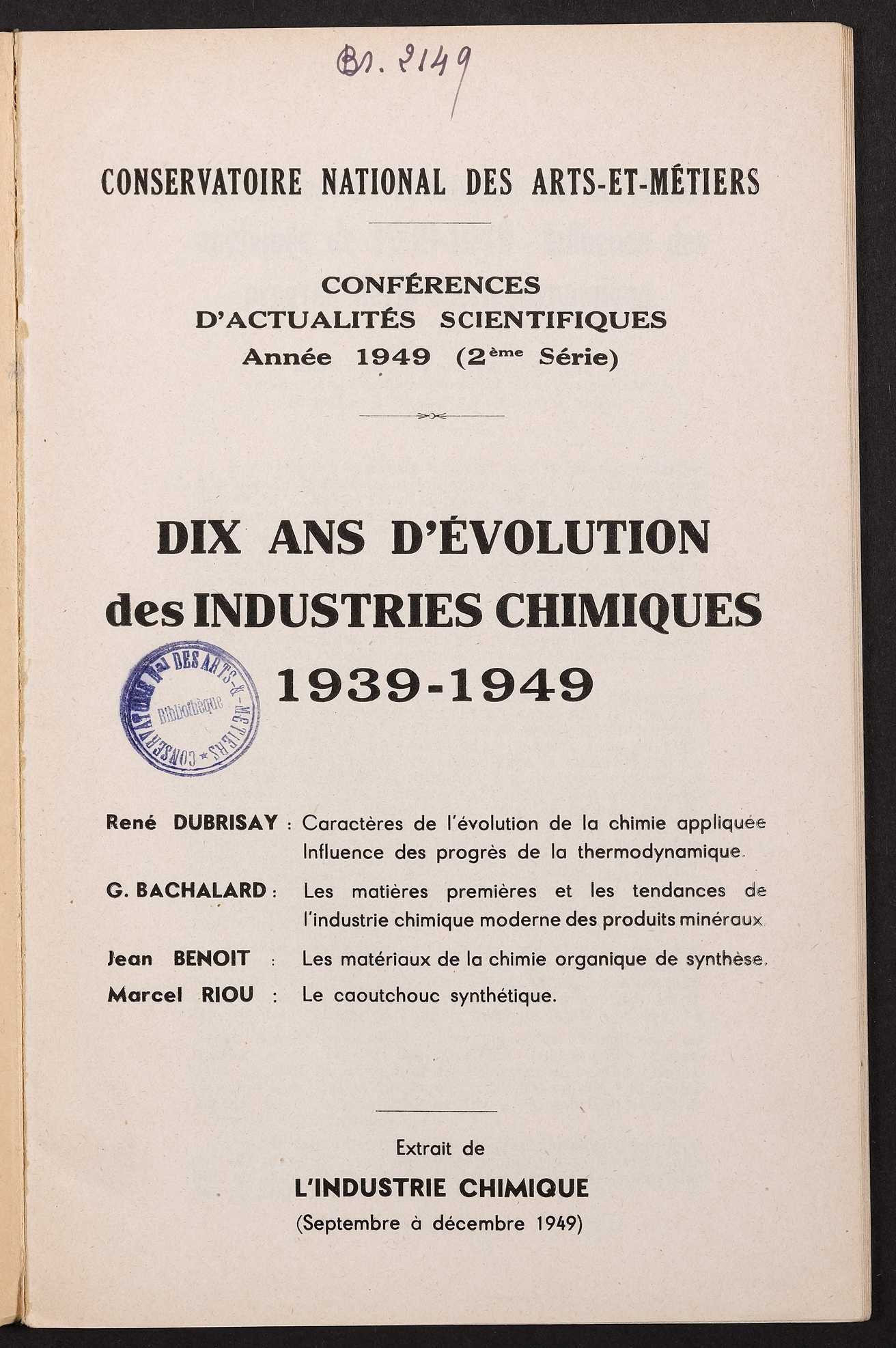 Page de titre du BR2149
