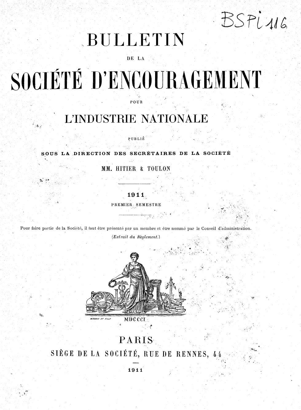Page de titre du BSPI.116