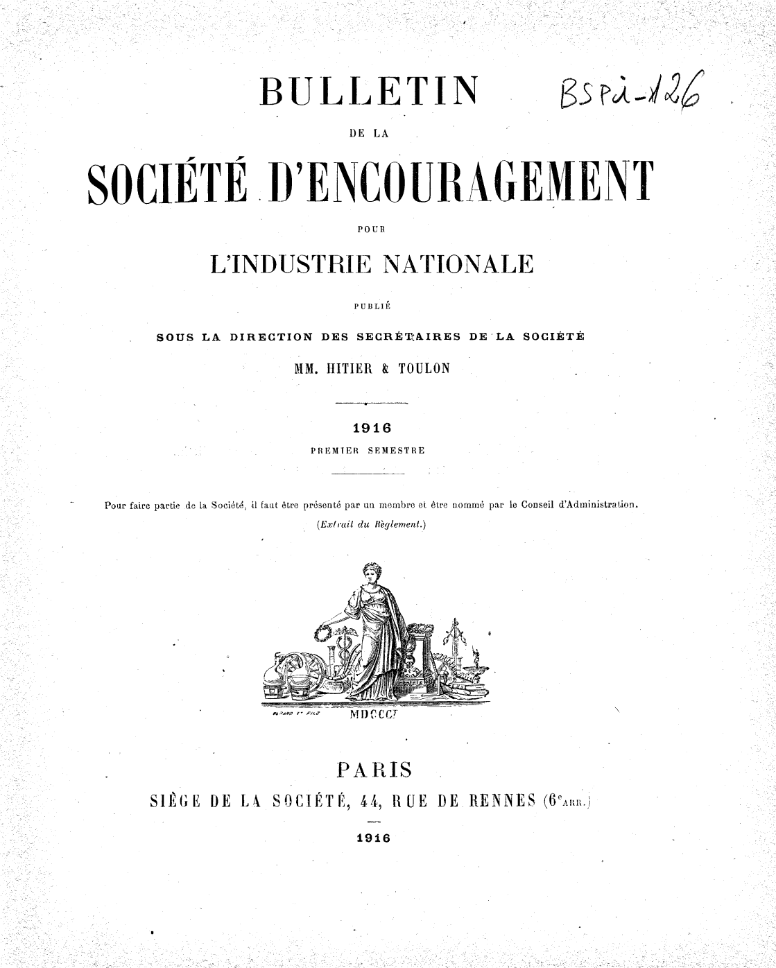 Page de titre du BSPI.126