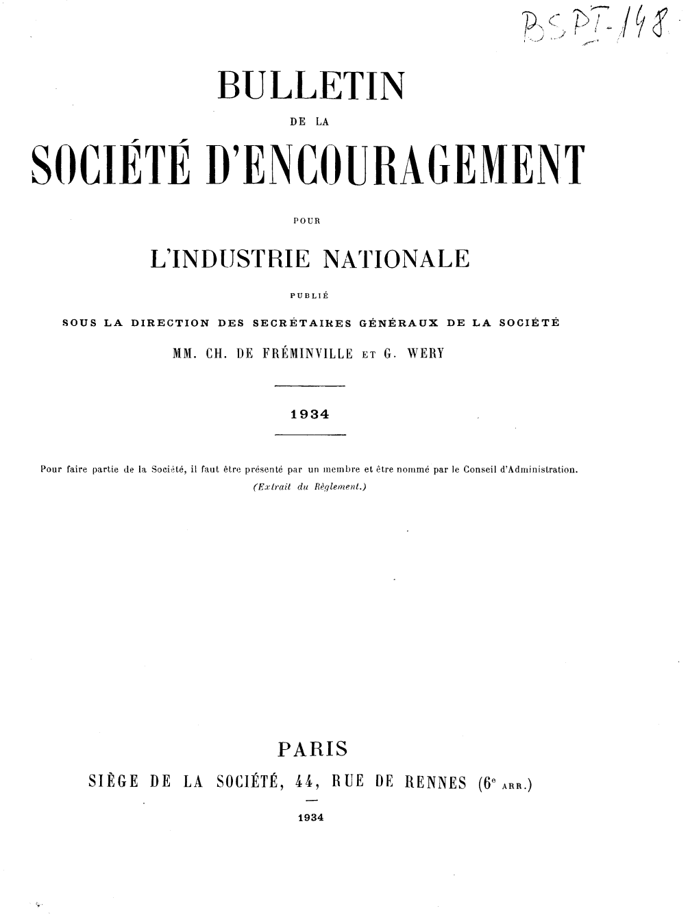 Page de titre du BSPI.148