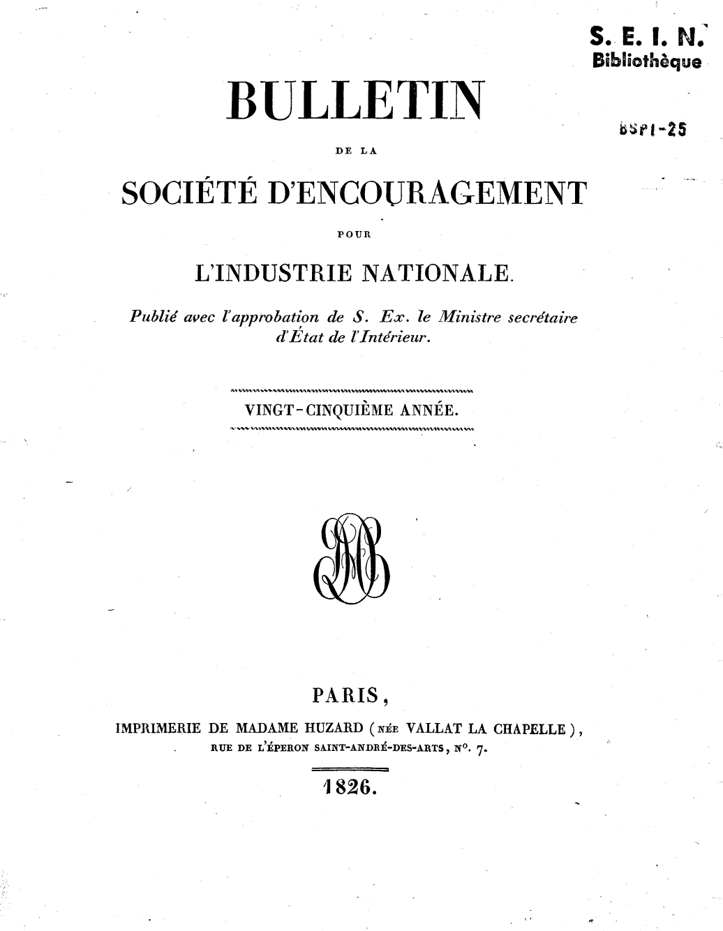 Page de titre du BSPI.25