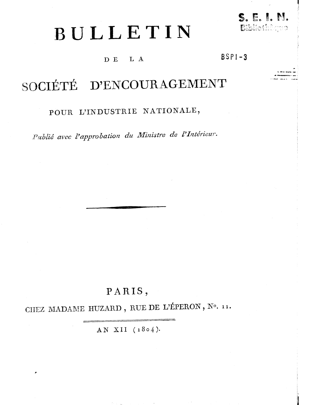 Page de titre du BSPI.3