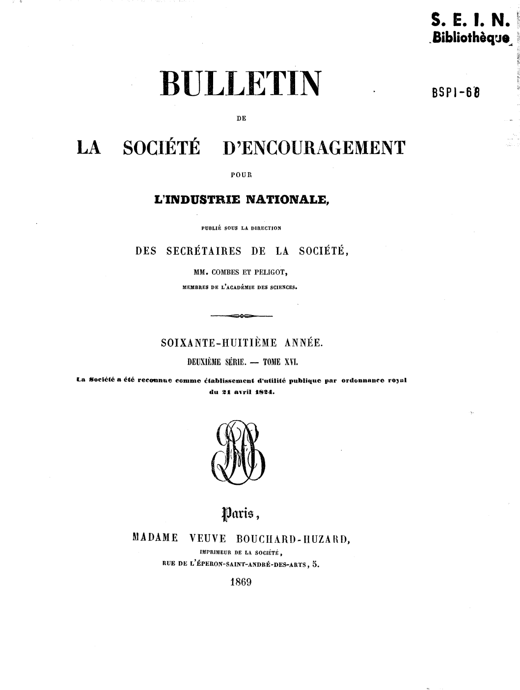 Page de titre du BSPI.68