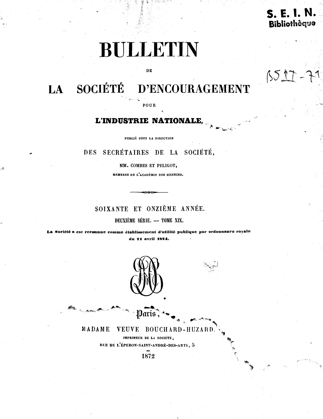 Page de titre du BSPI.71