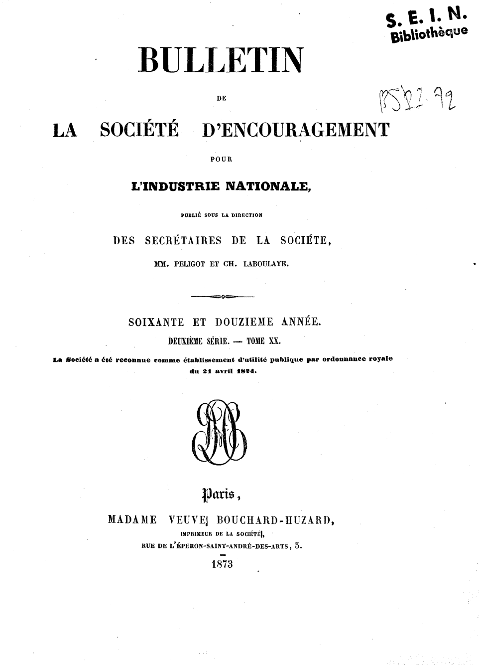 Page de titre du BSPI.72