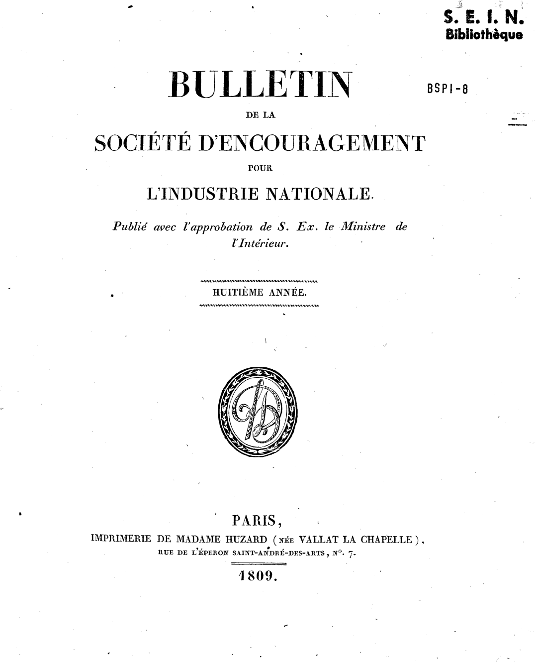 Page de titre du BSPI.8