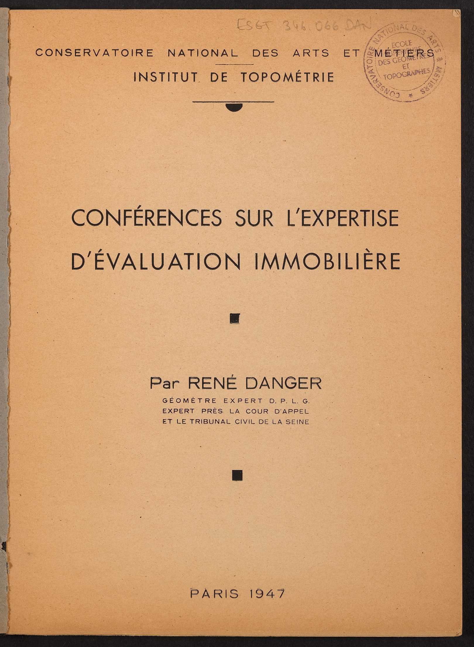 Page de titre du ESGT346.066DAN