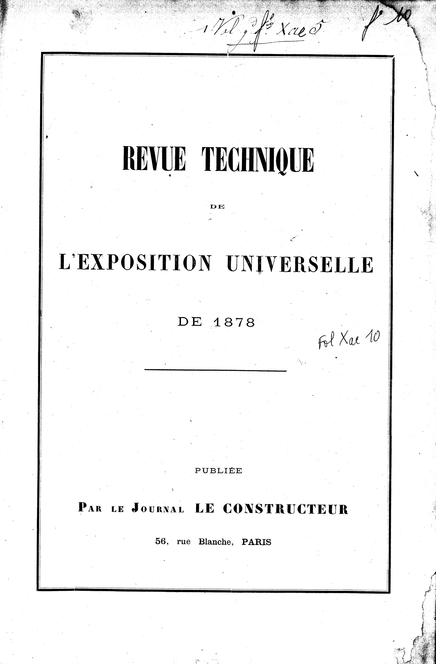 Page de titre du FOLXAE10.1