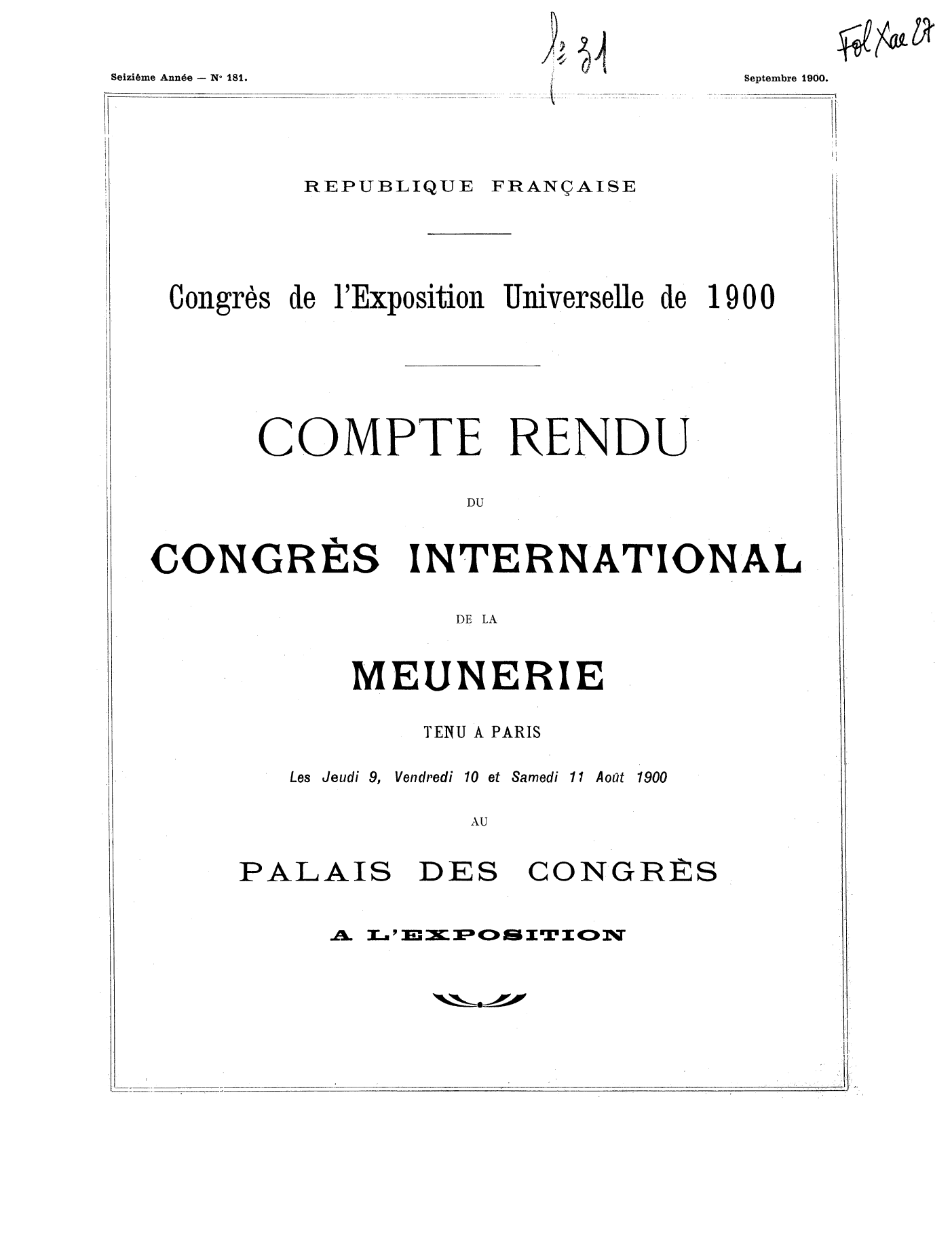 Page de titre du FOLXAE27