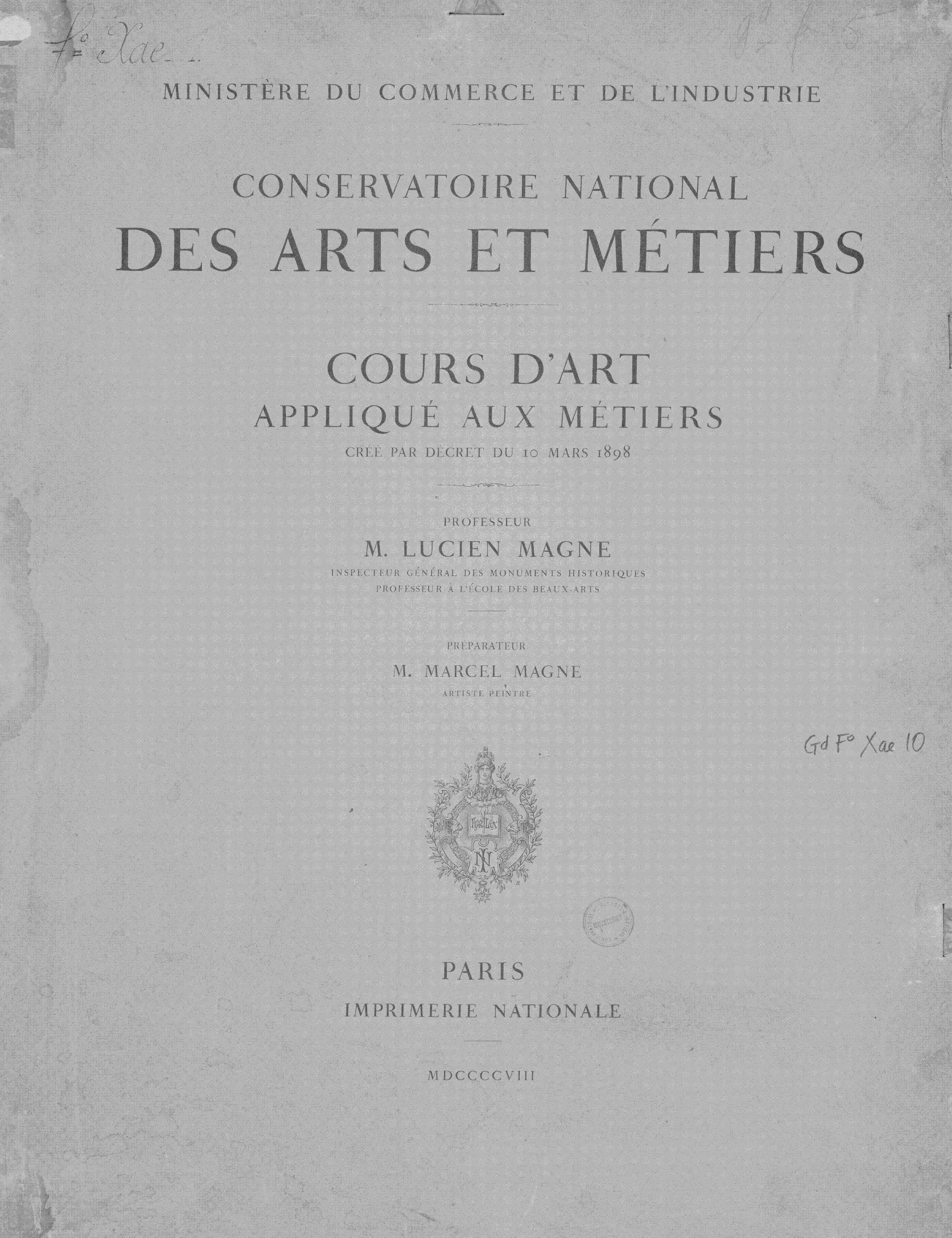 Page de titre du GDFOLXAE10