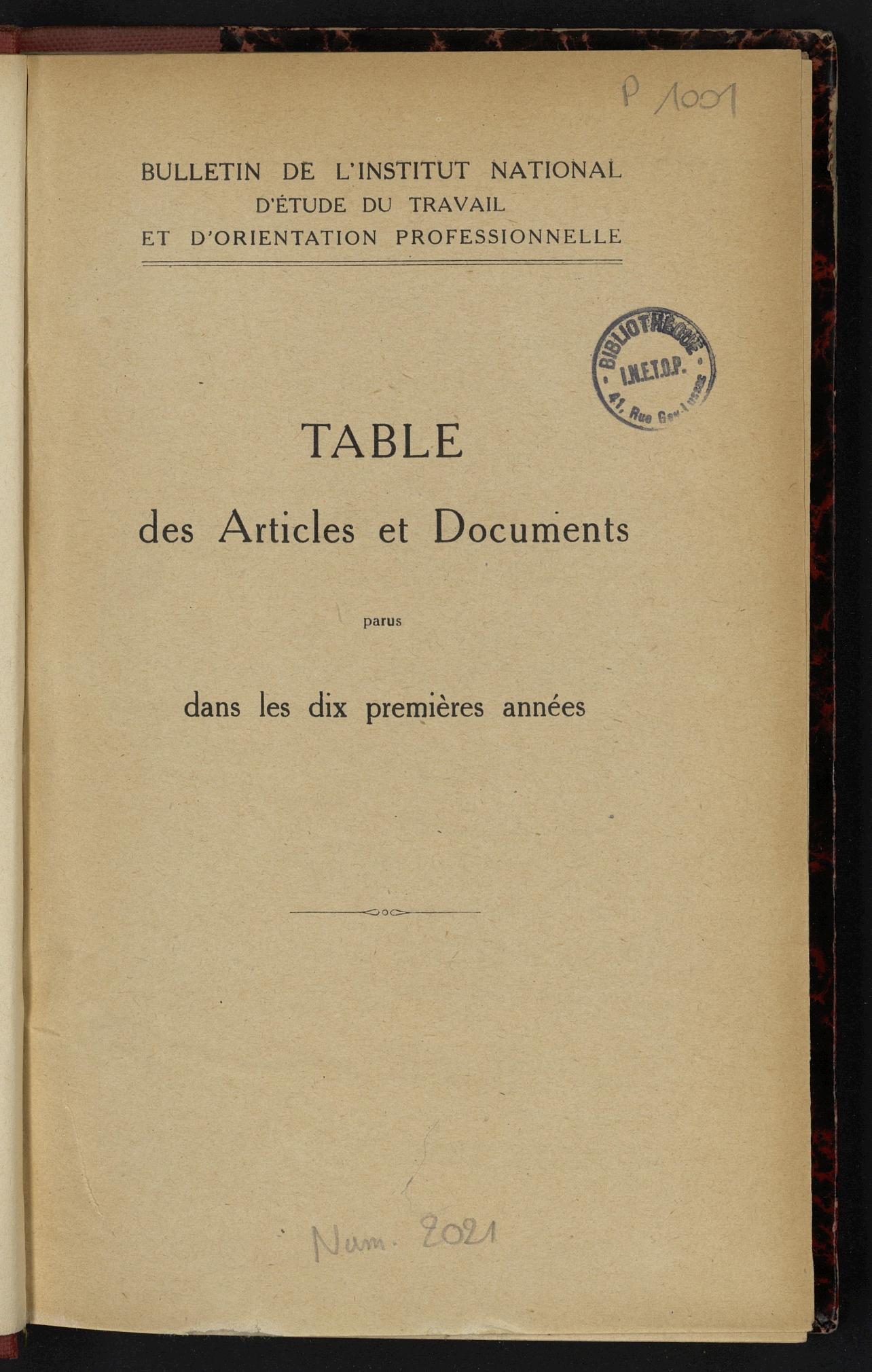 Page de titre du GLP1001.11