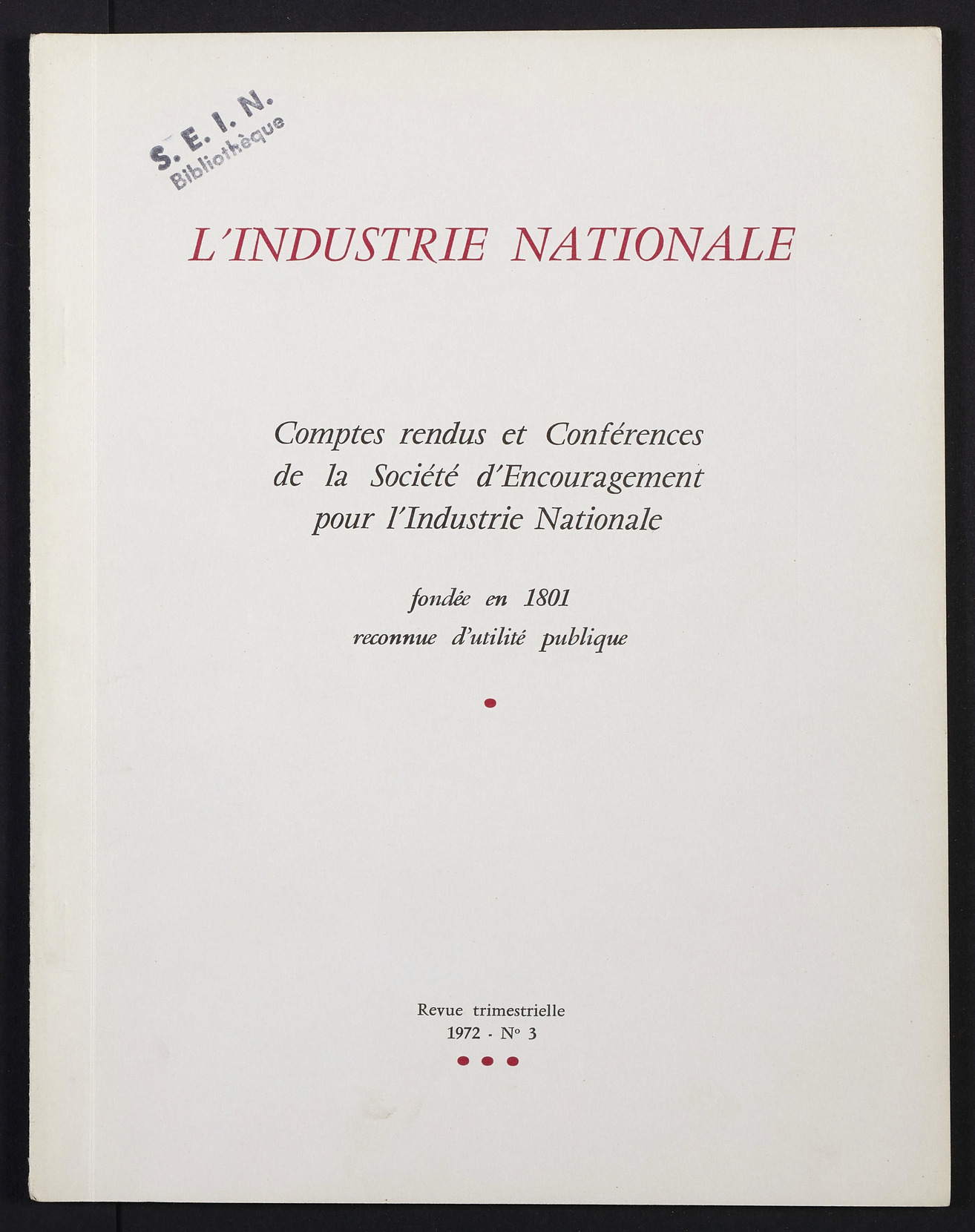 Page de titre du INDNAT.100