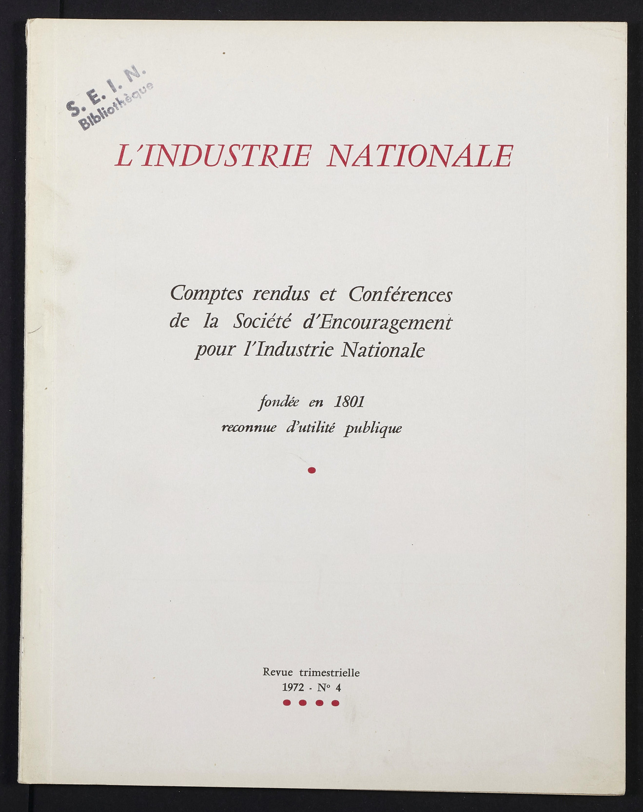 Page de titre du INDNAT.101