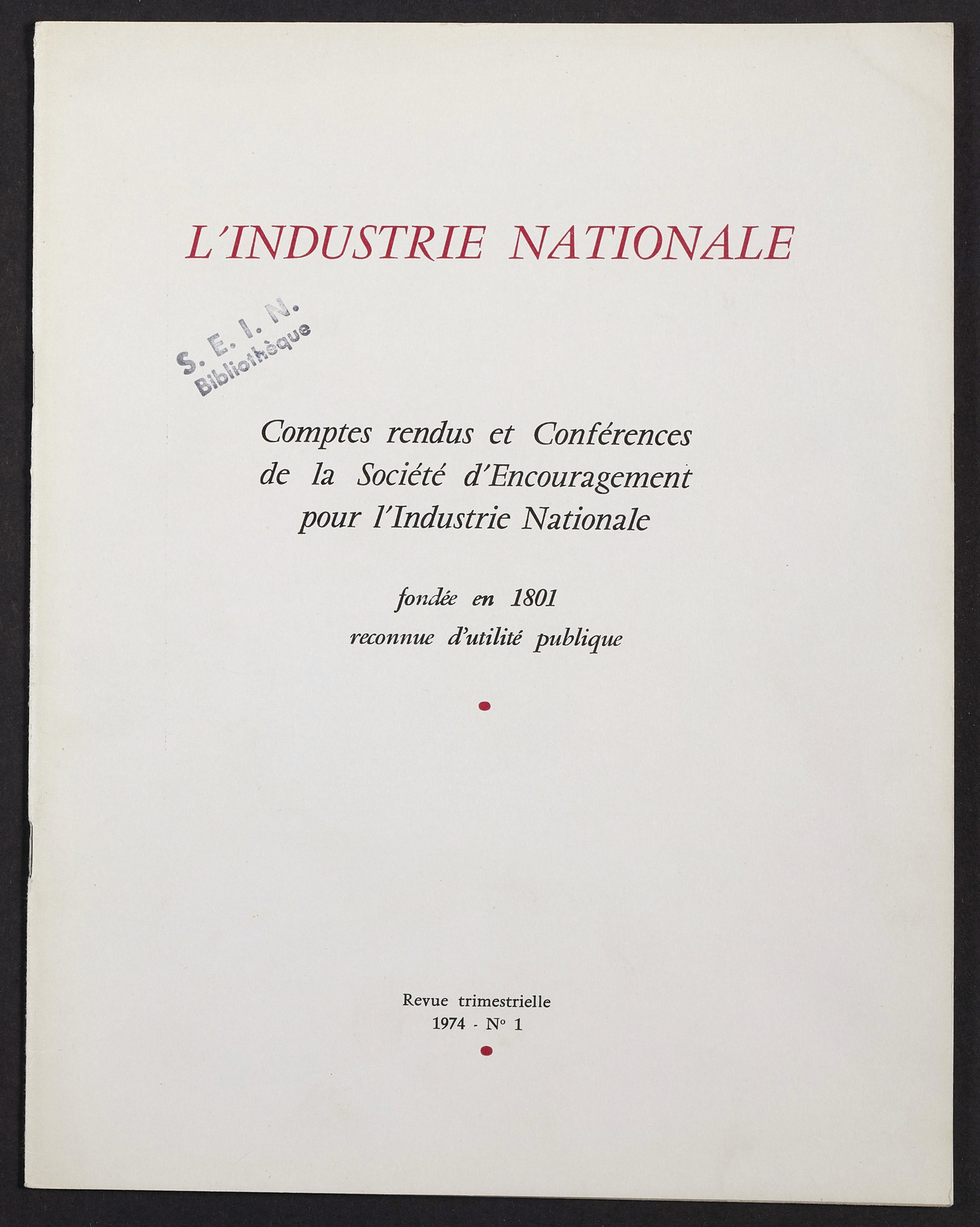 Page de titre du INDNAT.106