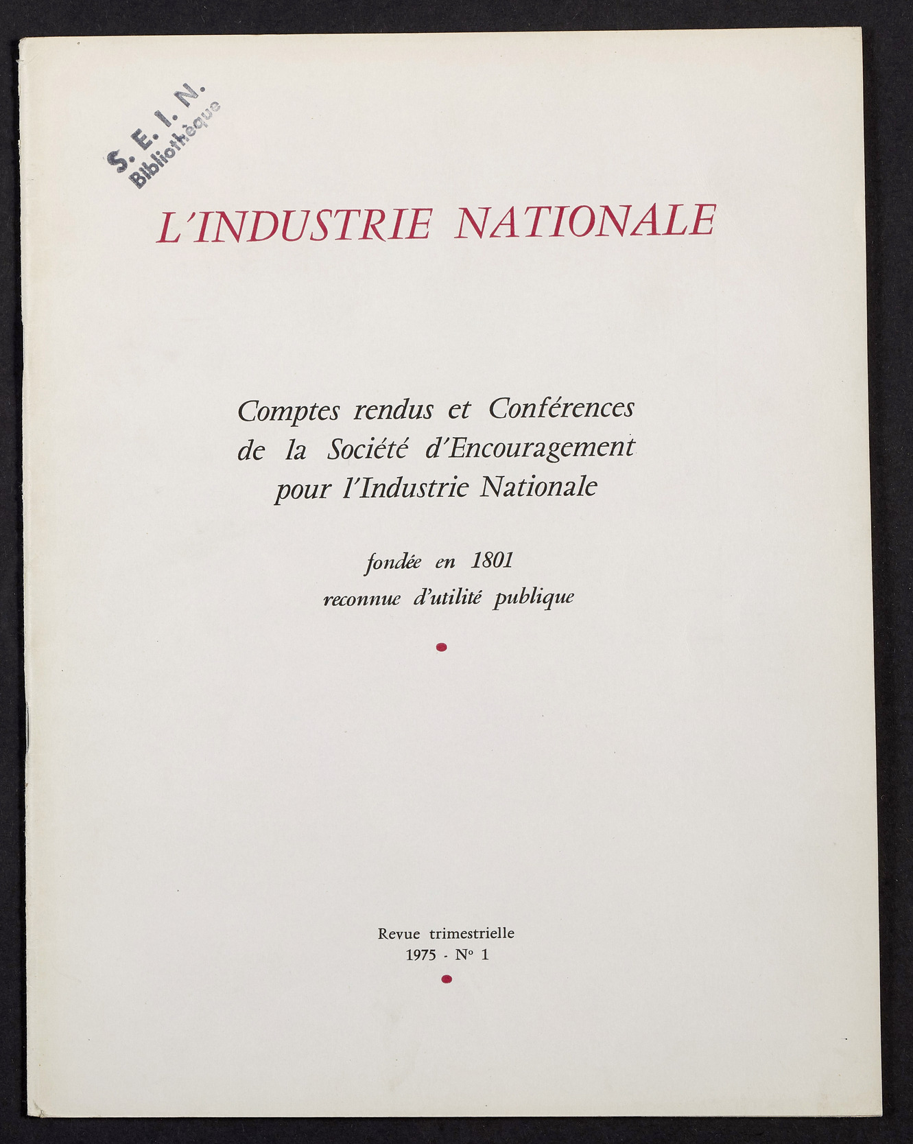 Page de titre du INDNAT.110