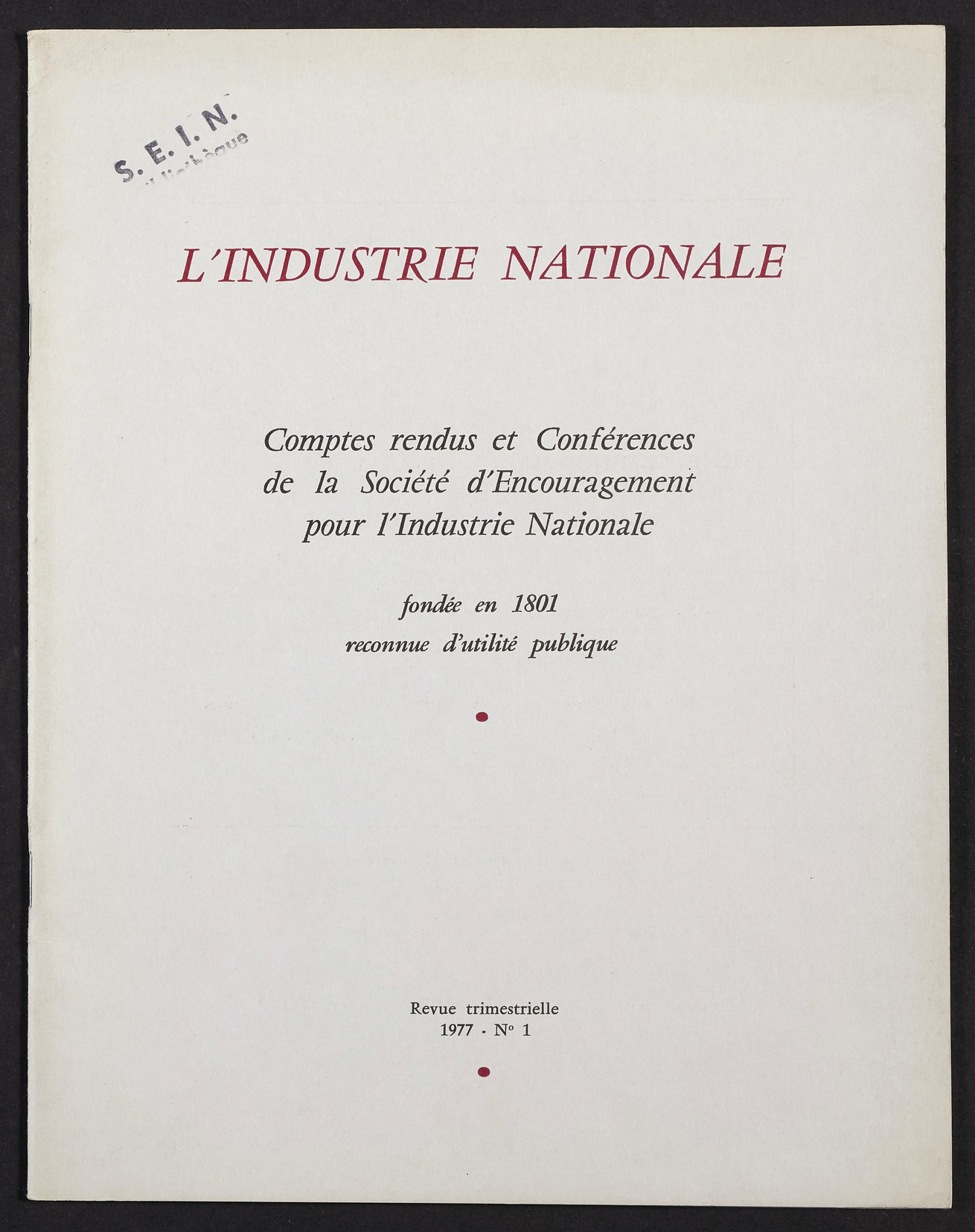 Page de titre du INDNAT.118