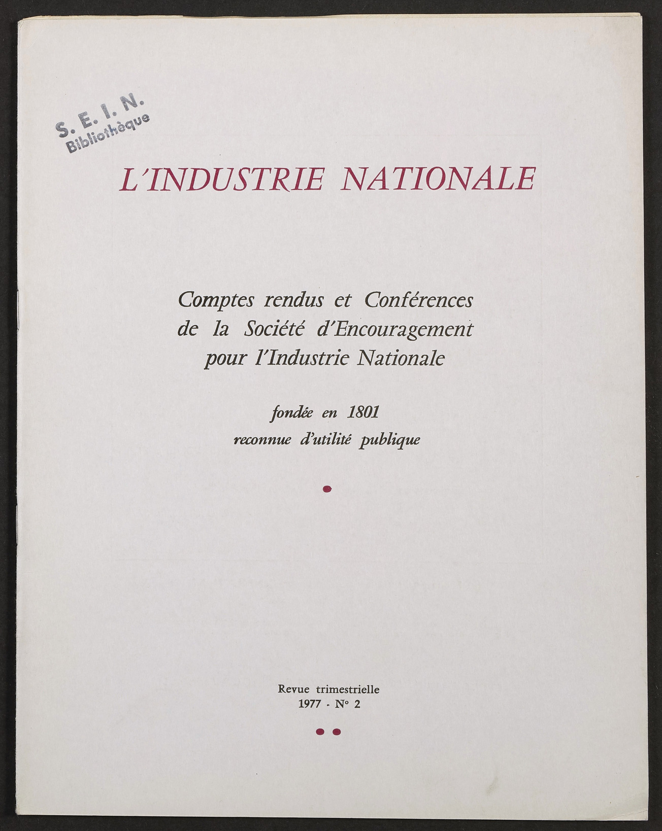Page de titre du INDNAT.119
