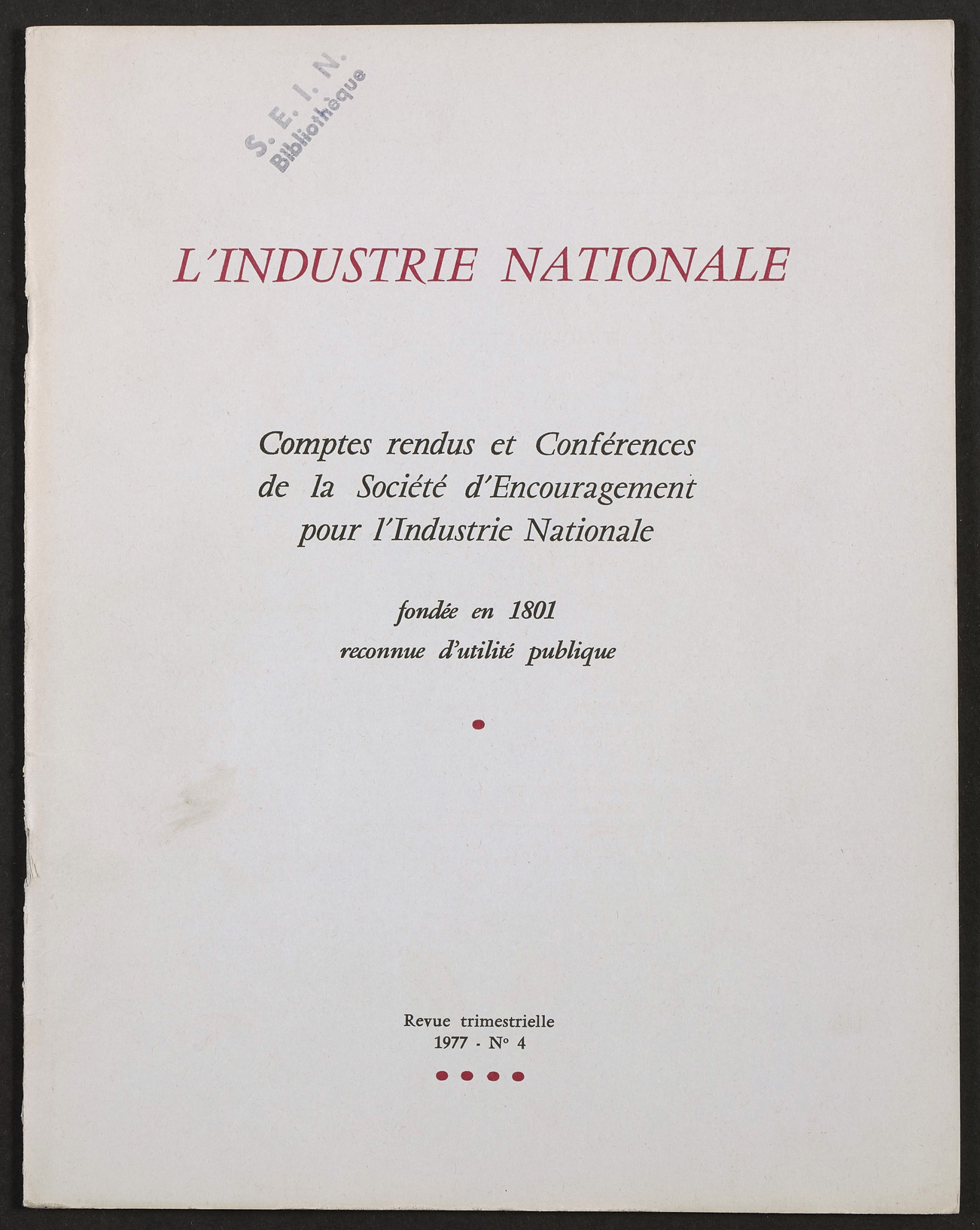 Page de titre du INDNAT.121