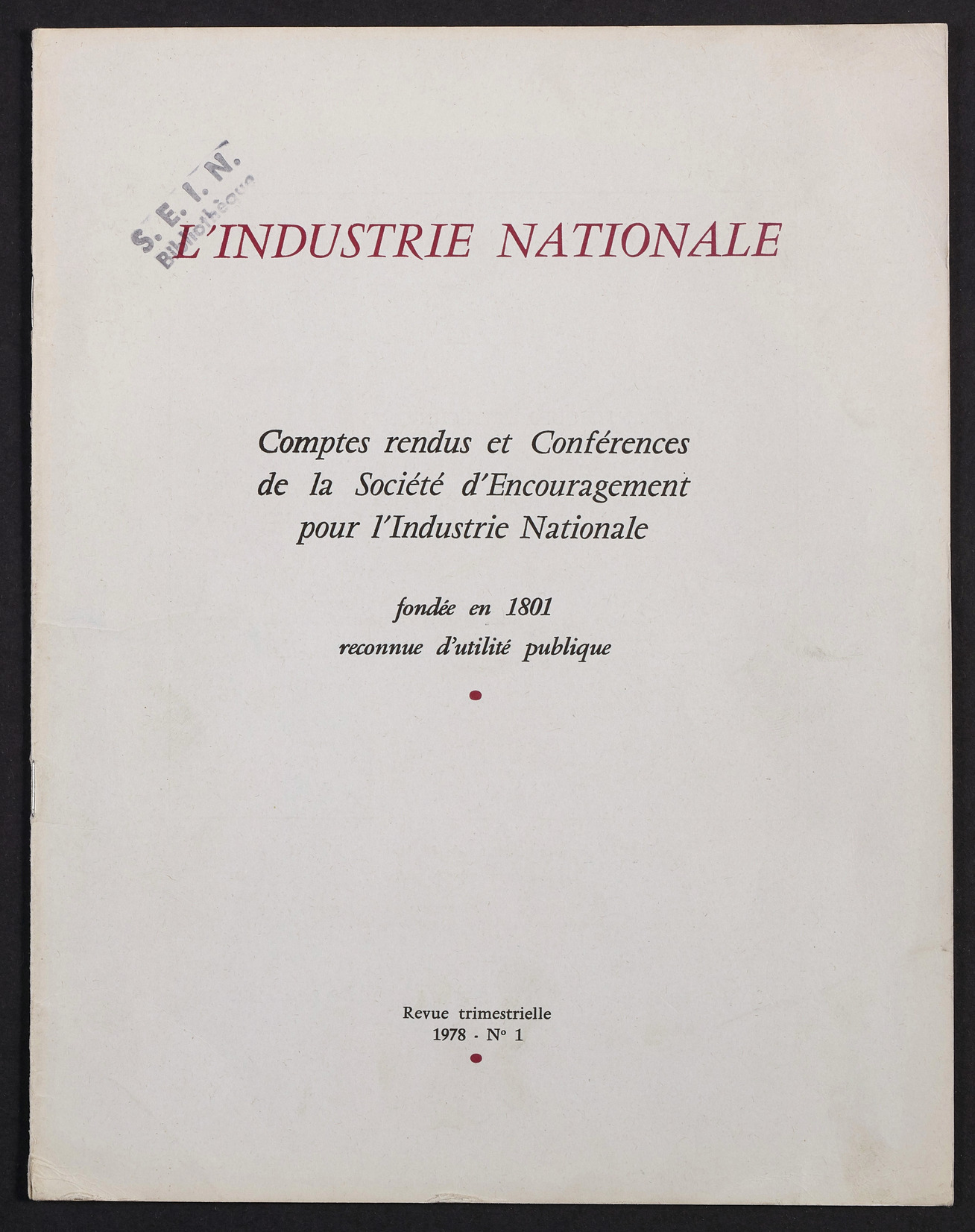 Page de titre du INDNAT.122