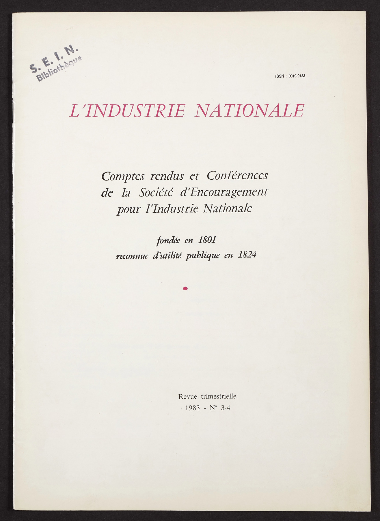 Page de titre du INDNAT.135