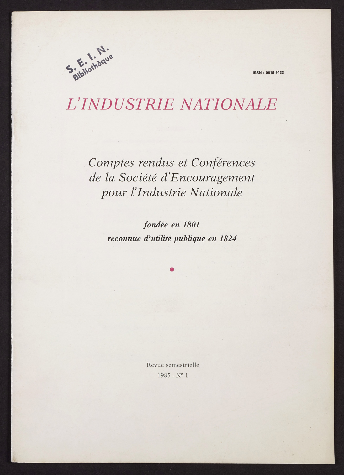 Page de titre du INDNAT.138