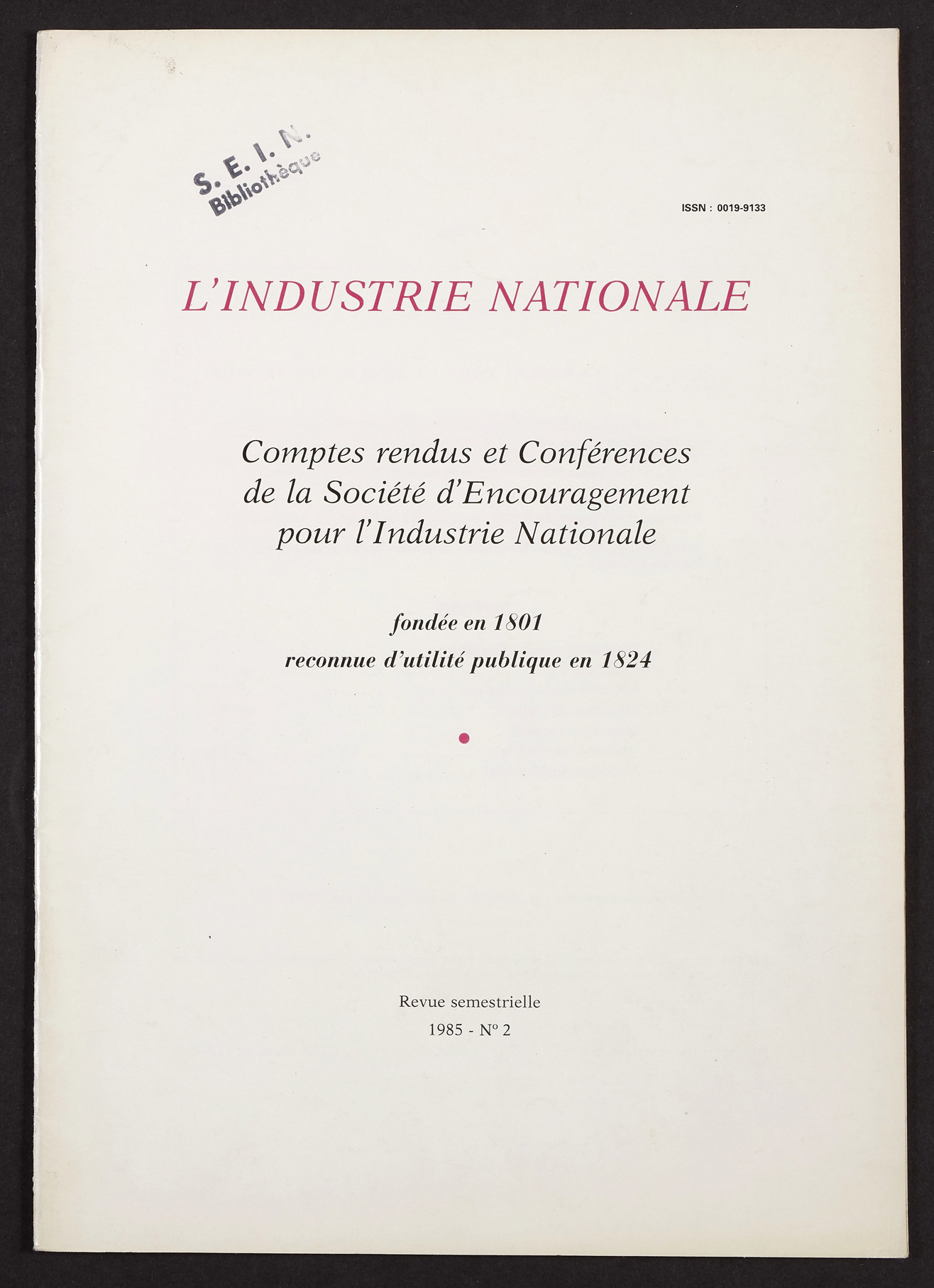 Page de titre du INDNAT.139