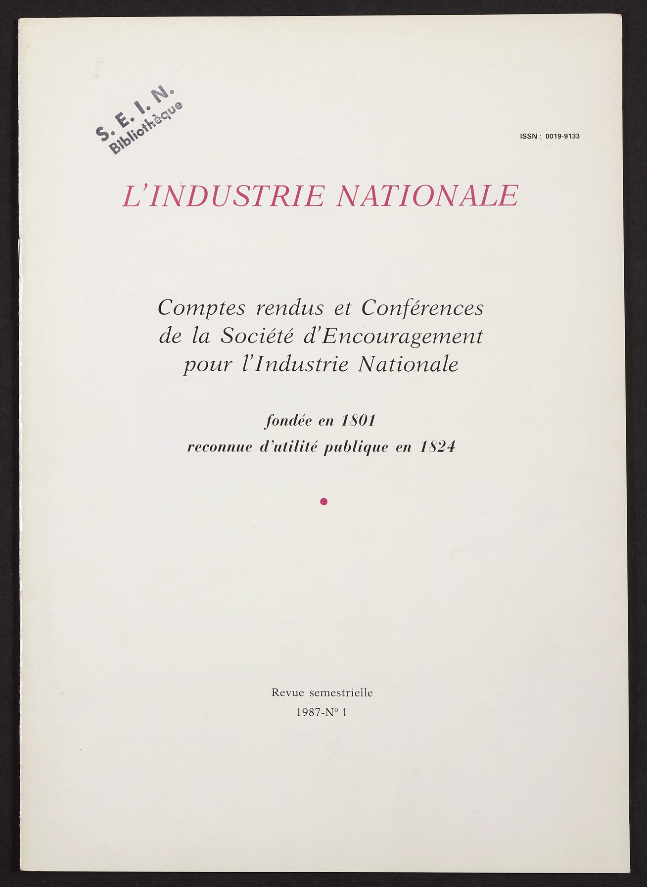 Page de titre du INDNAT.142