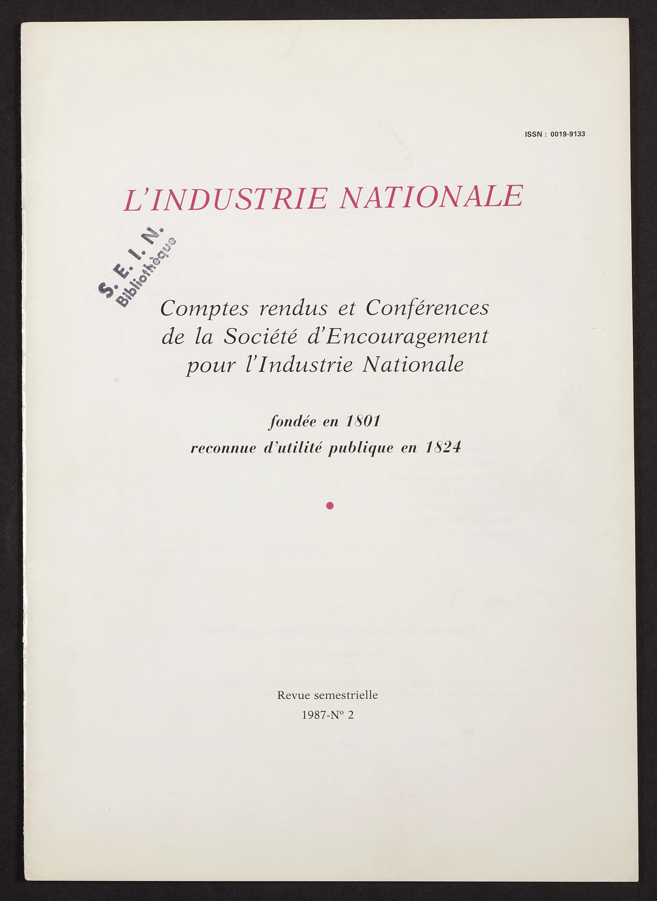 Page de titre du INDNAT.143