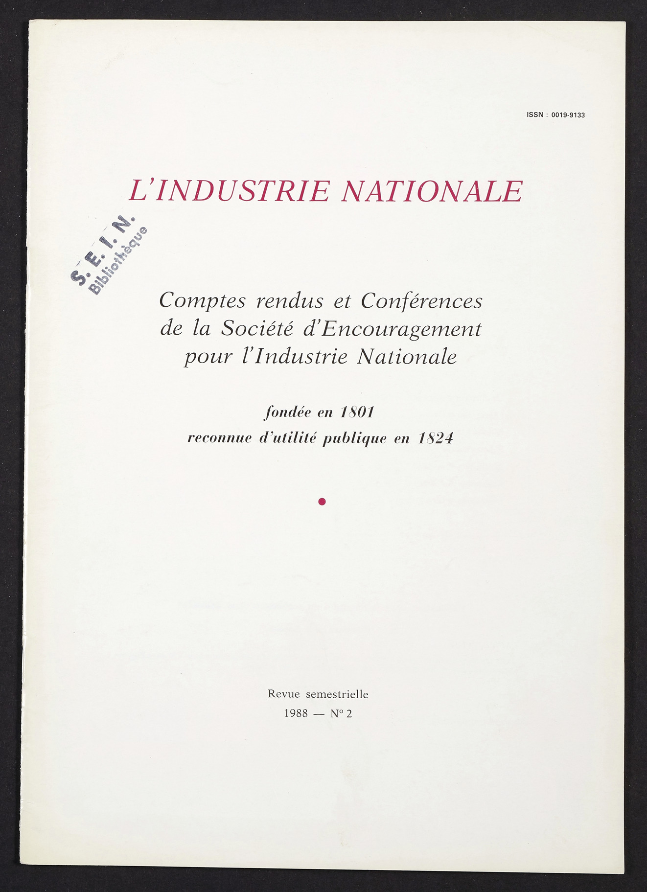 Page de titre du INDNAT.145
