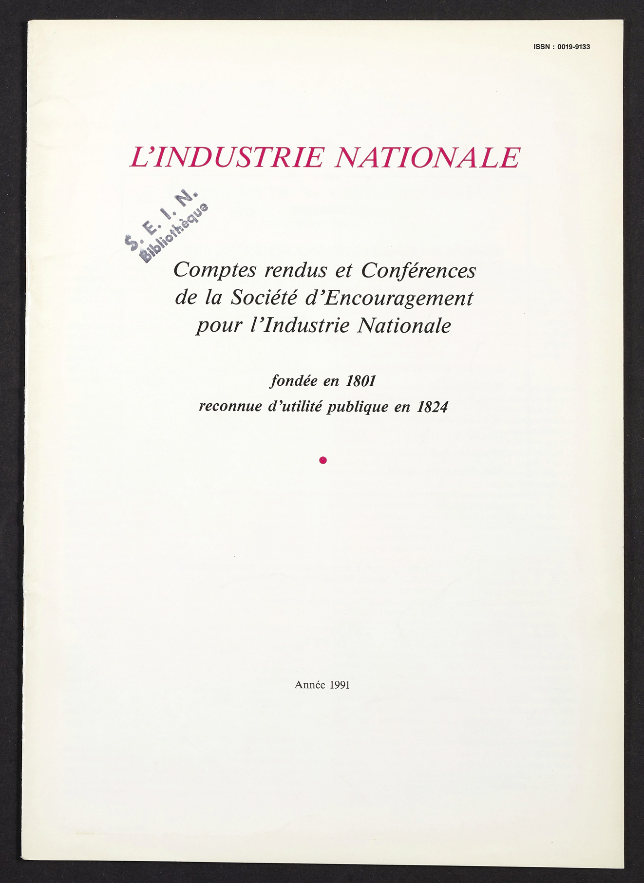 Page de titre du INDNAT.148