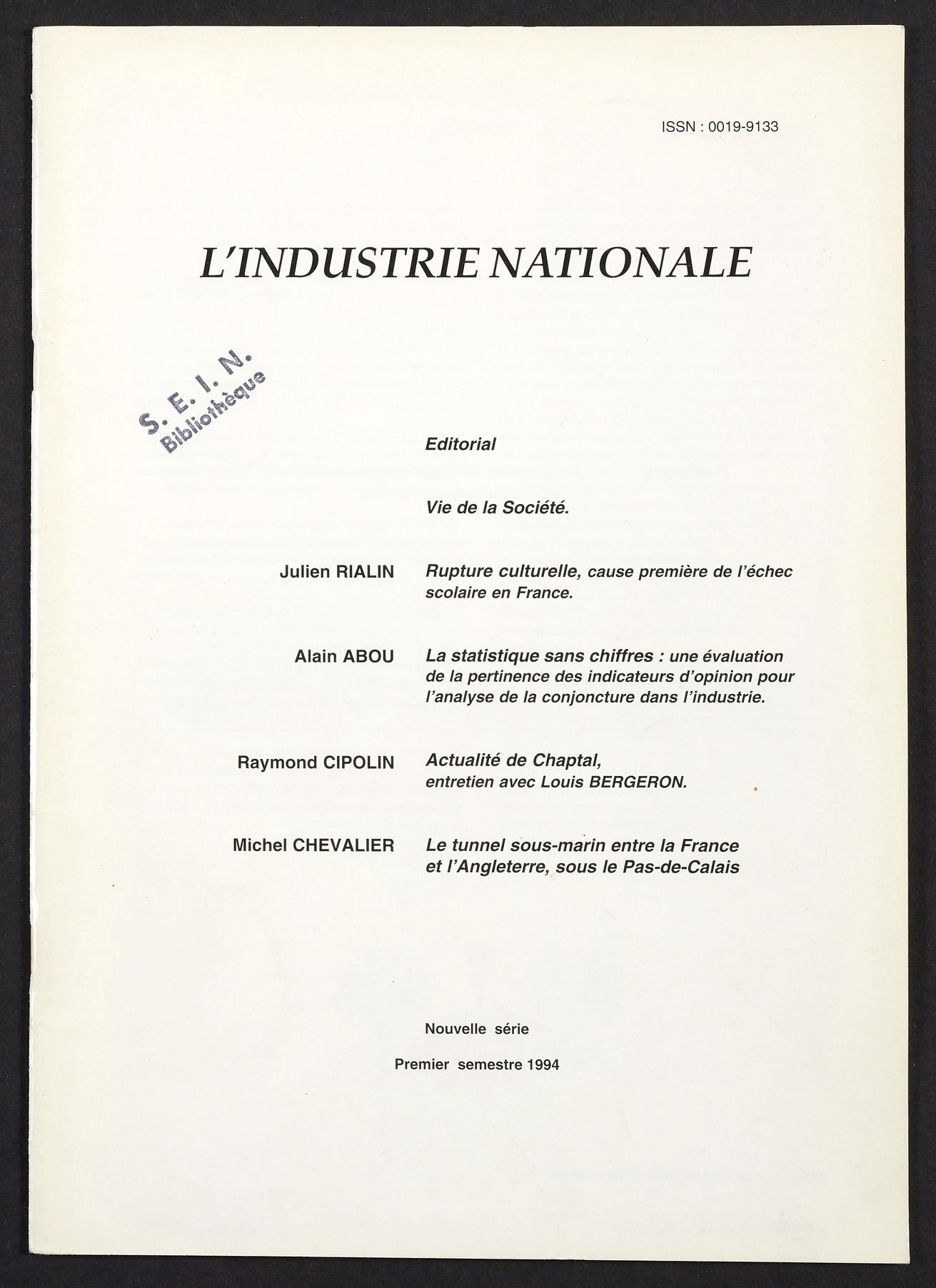 Page de titre du INDNAT.152