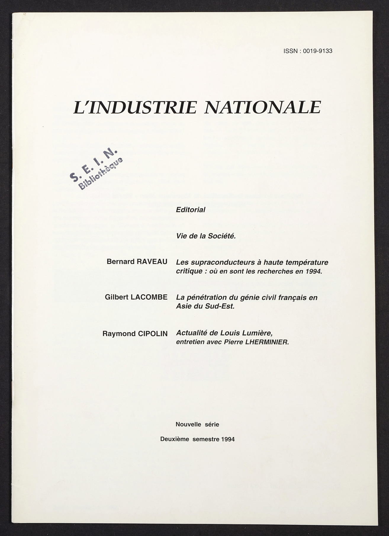 Page de titre du INDNAT.153