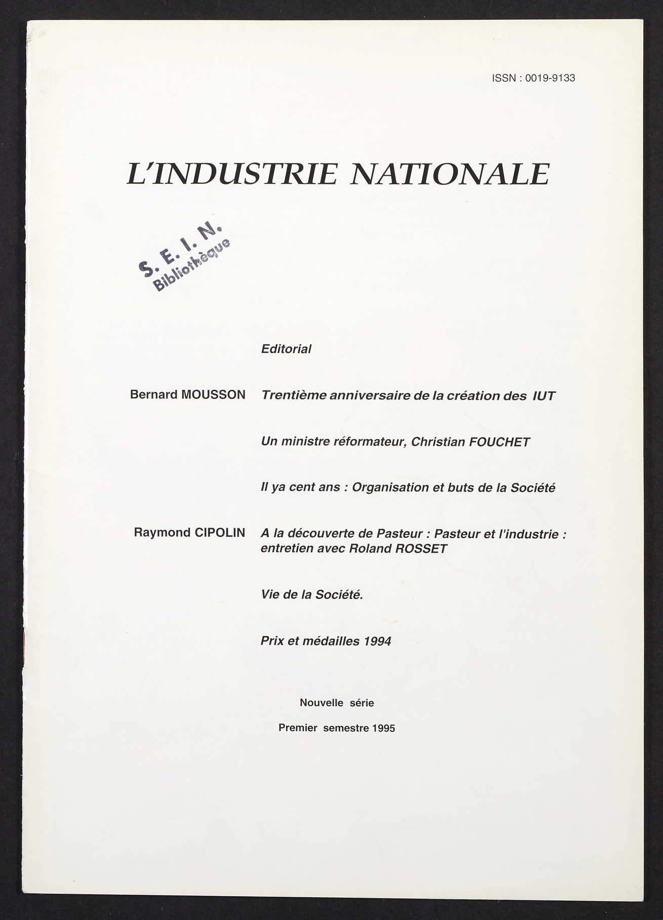 Page de titre du INDNAT.154