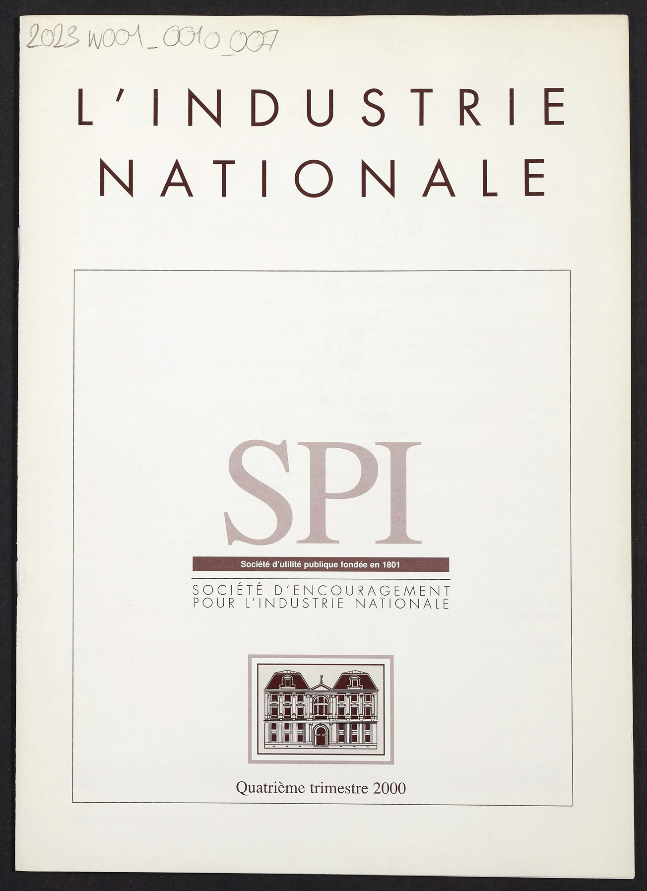 Page de titre du INDNAT.169