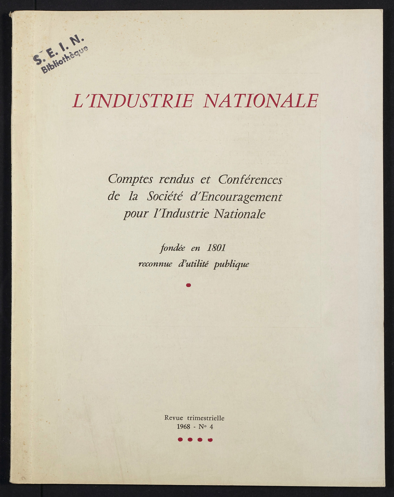 Page de titre du INDNAT.85