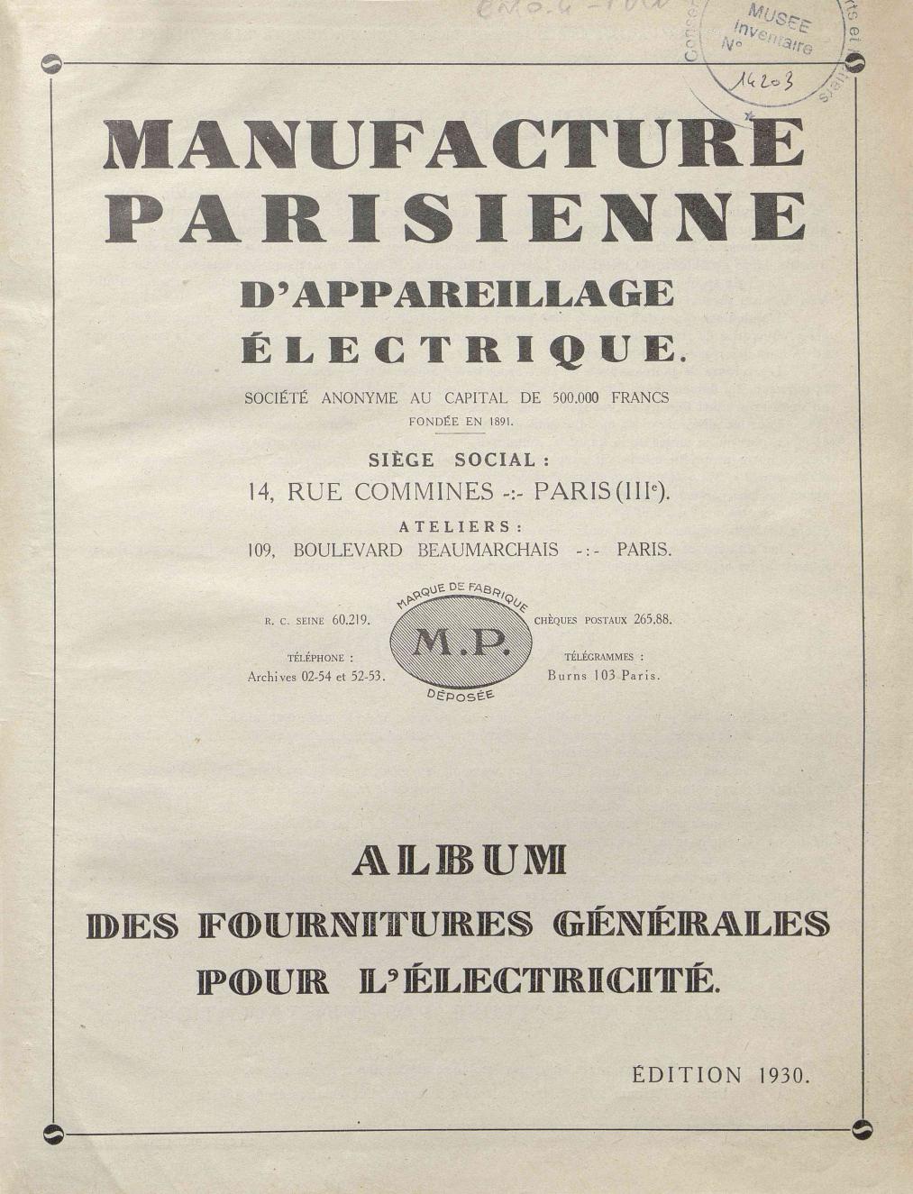 Page de titre du M14203