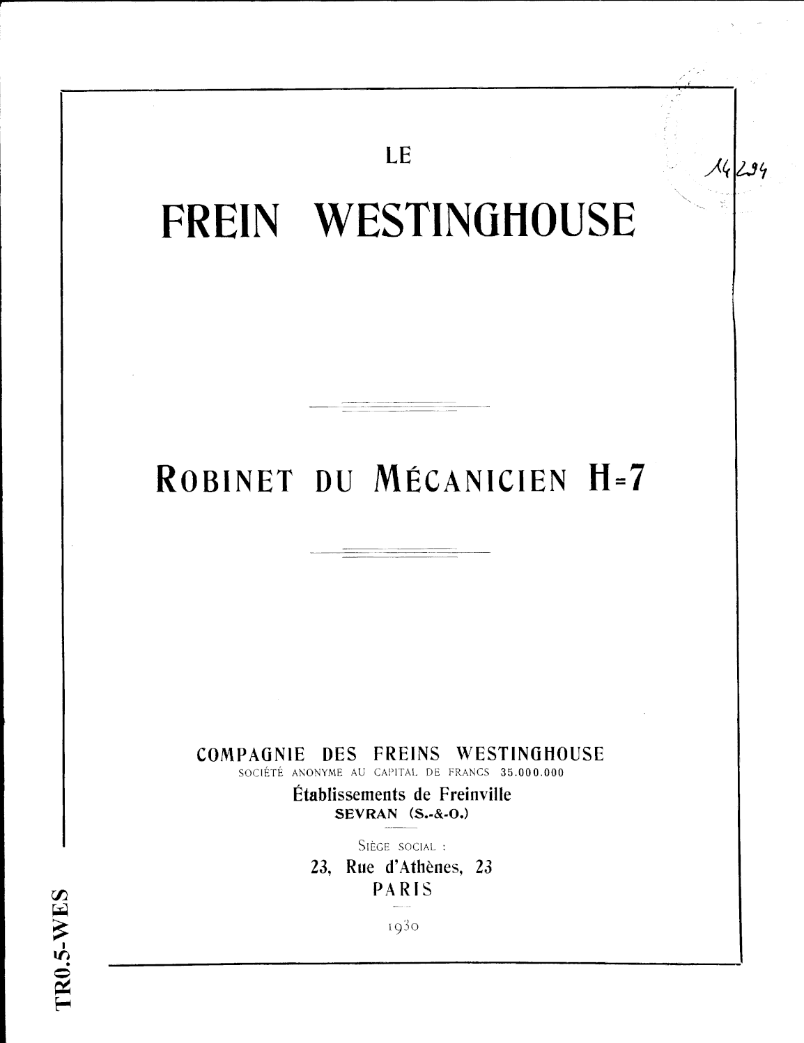 Page de titre du M14294