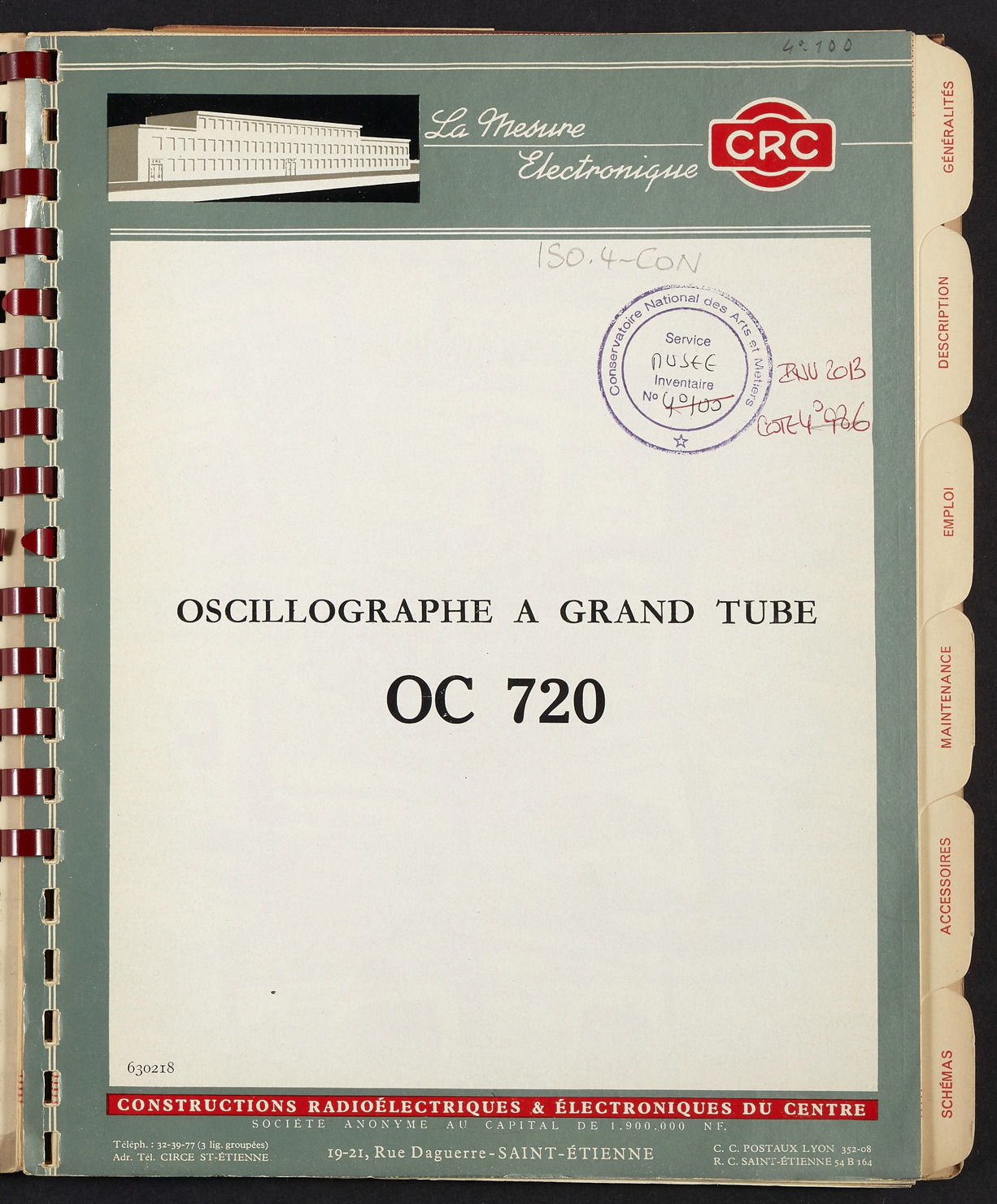 Page de titre du M2013